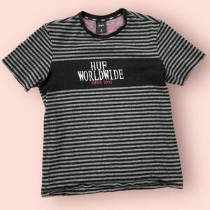 huf striped knit logo tee